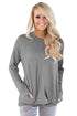 Sexy Grey Casual Pocket Style Long Sleeve Top