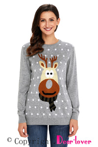 Sexy Grey Christmas Reindeer Sweater