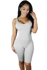 Sexy Grey Double Scoop Sleeveless Jumpsuit