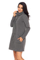 Sexy Grey Drawstring Cowl Neck Sweatshirt Dress