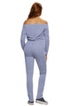 Sexy Grey Knee Cutout Long Sleeve Off Shoulder Jumpsuit
