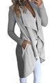 Sexy Grey Lapel Collar Irregular Hem Knit Trench Coat