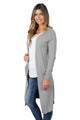 Sexy Grey Long Knitted Side Slit Open Cardigan
