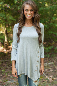 Sexy Grey Side Button Tunic