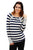 Sexy Grey Splice Accent Navy White Striped Long Sleeve Shirt