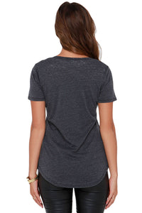 Sexy Grey Summer Basic Pocket T-shirt