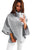 Sexy Grey Turtle Neck Batwing Sleeve Poncho Jumper