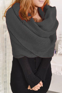 Sexy Grey Versatile Cozy Knit Scarf with Sleeves