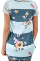 Sexy Grey White Colorblock Floral Striped Casual T-shirt
