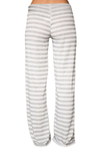 Sexy Grey White Striped Wide Leg Pants