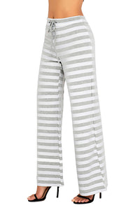 Sexy Grey White Striped Wide Leg Pants