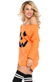 Sexy Halloween Pumpkin Mini Jersey Dress