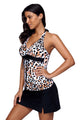 Sexy Halter Leopard Flyaway Tankini and Skirted Swimsuit
