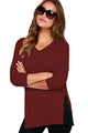 Sexy Heather Claret V Neck Sweater