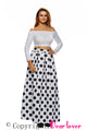 Sexy High Waist Polka Dot Print Pleated Maxi Skirt