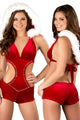 Sexy Hooded Rhinestone Sexy Christmas Romper Suit