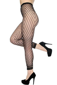 Sexy Hosiery Fashion Fishnet Footless Tights W Chevron Panthose