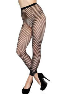 Sexy Hosiery Fashion Fishnet Footless Tights W Chevron Panthose