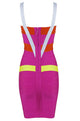 Sexy Hot Pink Blue Yellow Criss Cross Bandage Dress