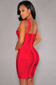Sexy Hot Red Double Straps Arched Bandage Dress