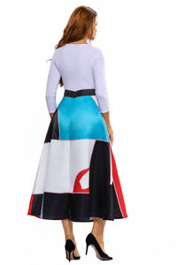 Sexy Irregular Colorblock Print High Waist Maxi Skirt