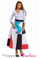 Sexy Irregular Colorblock Print High Waist Maxi Skirt