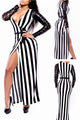 Sexy Jail Bait Striped Patchwork Maxi Club Dress