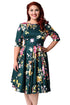 Sexy Jasper Vintage Style Floral Half Sleeve Swing Dress