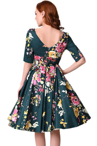 Sexy Jasper Vintage Style Floral Half Sleeve Swing Dress