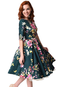 Sexy Jasper Vintage Style Floral Half Sleeve Swing Dress