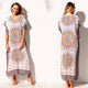 Sexy Khaki Bohemian Print Kaftan Maxi Dress