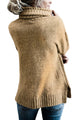 Sexy Khaki Causal Knit High Neck Loose Sweater