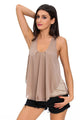 Sexy Khaki Chiffon Ruffle Front Tank Top