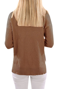 Sexy Khaki Cowl Neck Side Split Sweater