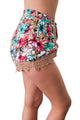 Sexy Khaki Crochet Lace Detail Drawstring Floral Shorts