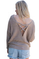 Sexy Khaki Cross Back Hollow-out Sweater