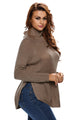 Sexy Khaki High Neck Pullover Side Zipped Sweater Top