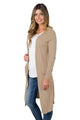 Sexy Khaki Long Knitted Side Slit Open Cardigan