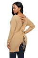 Sexy Khaki Never Look Back Lace Up Sweater