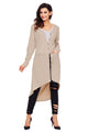 Sexy Khaki Ribbed Hi Low Long Cardigan with Pockets