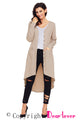 Sexy Khaki Ribbed Hi Low Long Cardigan with Pockets