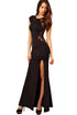Sexy King-size Black Maxi Dress with Lace Back and Fishtail