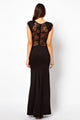 Sexy King-size Black Maxi Dress with Lace Back and Fishtail
