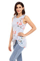Sexy Knot Front Detail Grey Floral Tank Top