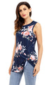 Sexy Knot Front Detail Navy Floral Tank Top