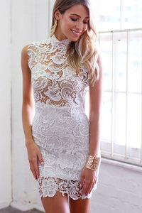 Sexy Lace Hollow-out Mini Vintage Dress