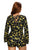 Sexy Lemon Print Dark Deep V Lace-up Long Sleeve Playsuit