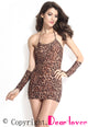 Sexy Leopard Chemise Dress with Gloves