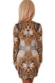 Sexy Leopard Mirror Print Long Sleeve Mini Dress