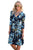 Sexy Light Blue Blossom Print Navy Wrap Floral Dress